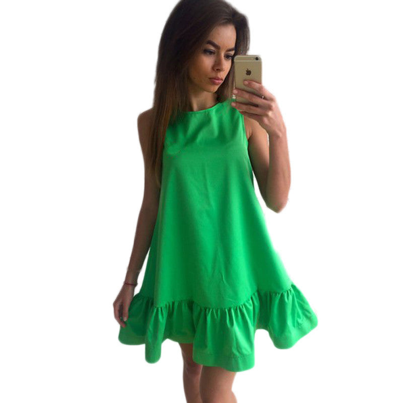 Vestidos Sexy Ruffles Women Dress Summer Sleeveless Casual A Line Bodycon Dresses Party Cocktail Short Mini Tube Beach Dress-Dollar Bargains Online Shopping Australia