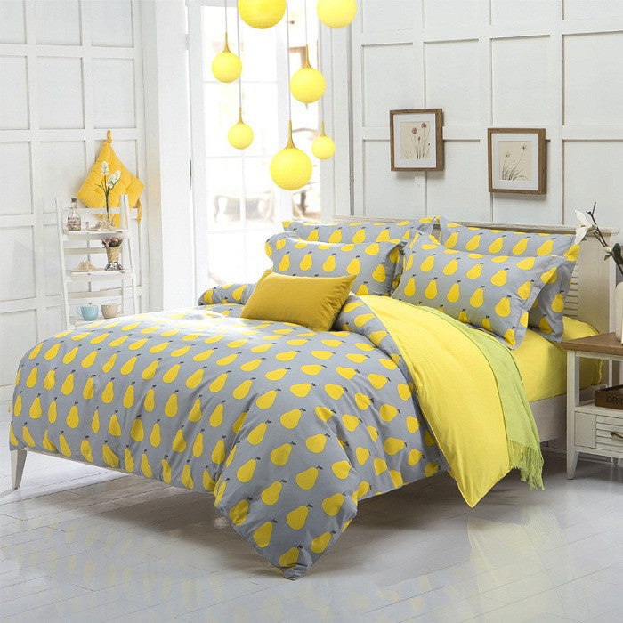 arrival polyester pear apple yellow queen twin full bedding bed sheet set bedclothes duvet cover set bedding set-Dollar Bargains Online Shopping Australia