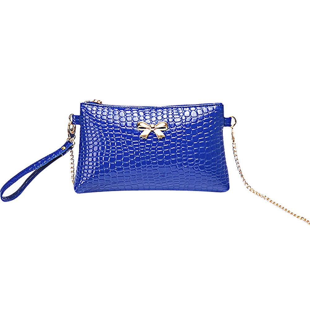 Women's Chain PU Small Shoulder Bag Crocodile Bow Decoration Clutch Pouch Bags HB88-Dollar Bargains Online Shopping Australia