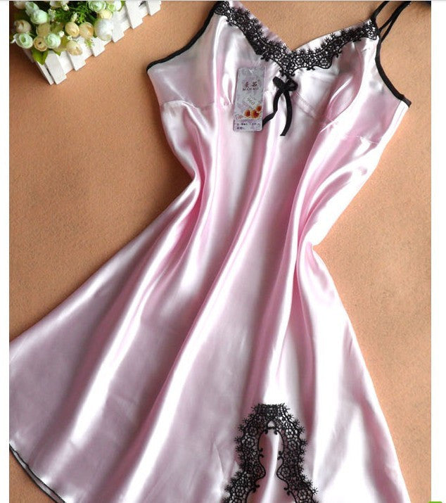 Summer Fashion Rayon V-Neck Women's Nightgown Spaghetti Strap Slim Waist Nightgdress Women Chmise De Nuit-Dollar Bargains Online Shopping Australia