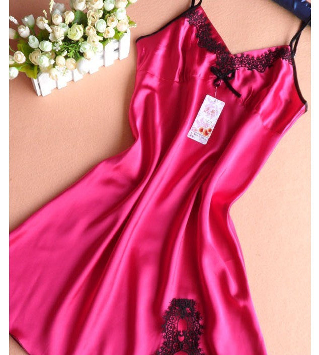 Summer Fashion Rayon V-Neck Women's Nightgown Spaghetti Strap Slim Waist Nightgdress Women Chmise De Nuit-Dollar Bargains Online Shopping Australia