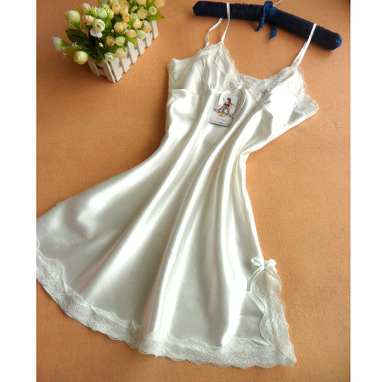 Summer Fashion Rayon V-Neck Women's Nightgown Spaghetti Strap Slim Waist Nightgdress Women Chmise De Nuit-Dollar Bargains Online Shopping Australia