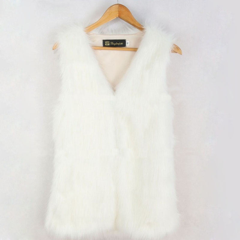 Ladies Autumn & Winter Warm Sleeveless Fake Fur V-neck Long Waistcoat Design Outwear Vest High Quality-Dollar Bargains Online Shopping Australia
