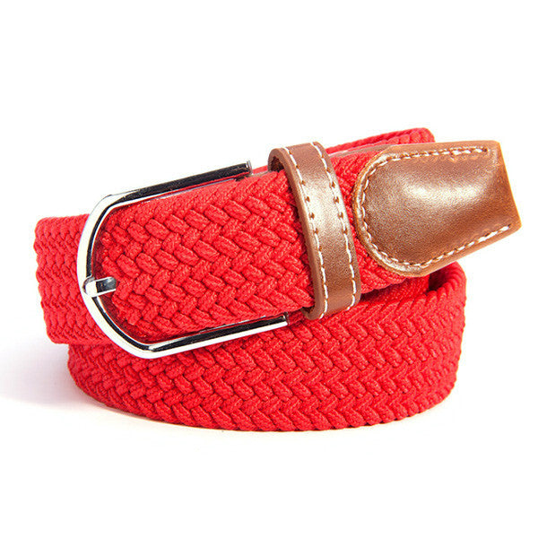 31 Colors Men Women's Canvas Plain Webbing Metal Buckle Woven Stretch Waist Belt-Dollar Bargains Online Shopping Australia