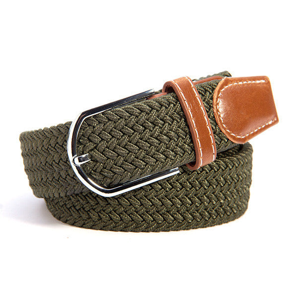 31 Colors Men Women's Canvas Plain Webbing Metal Buckle Woven Stretch Waist Belt-Dollar Bargains Online Shopping Australia