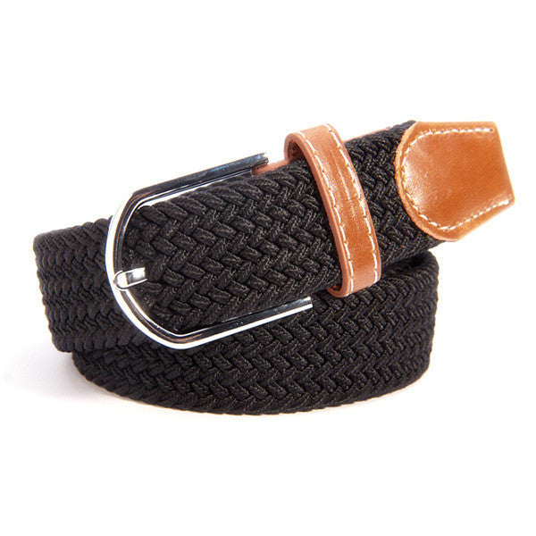 31 Colors Men Women's Canvas Plain Webbing Metal Buckle Woven Stretch Waist Belt-Dollar Bargains Online Shopping Australia