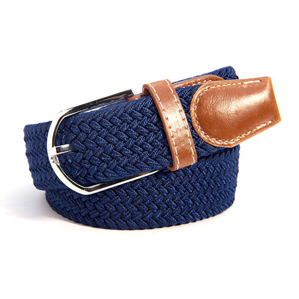 31 Colors Men Women's Canvas Plain Webbing Metal Buckle Woven Stretch Waist Belt-Dollar Bargains Online Shopping Australia