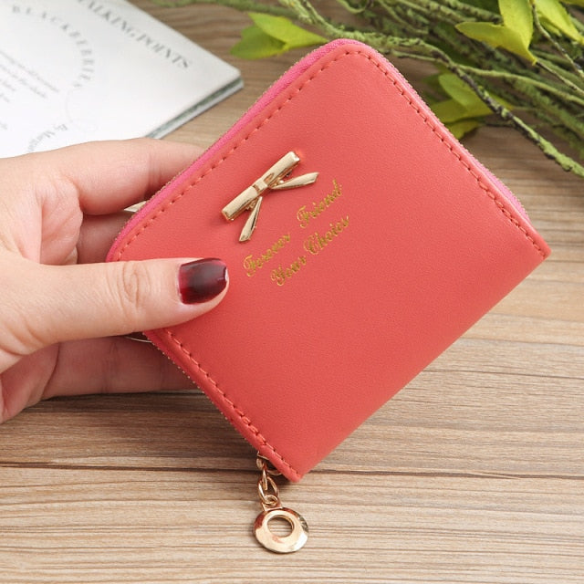 Wallet Female Short For Coins New Cute Candy Bow Women Small Leather Wallets Zipper Purses Girls Lady Purse-Dollar Bargains Online Shopping Australia