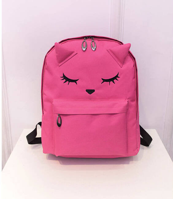 Cute Cartoon Embroidery Cat Printing Backpack Canvas Backpacks For Teenage Girls College Style Casual Backpack Sac Mochilas-Dollar Bargains Online Shopping Australia