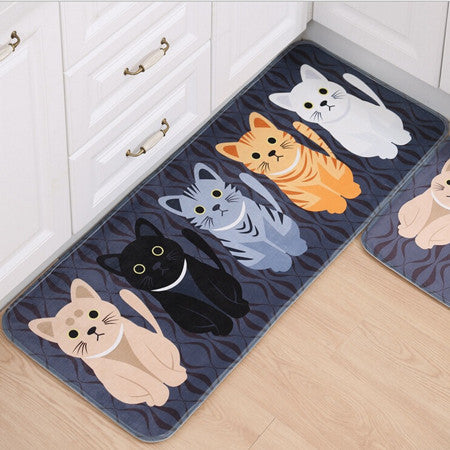 Kawaii Welcome Floor Mats Animal Cute Cat Print Bathroom Kitchen Carpets House Doormats for Living Room Anti-Slip Tapete Rug-Dollar Bargains Online Shopping Australia