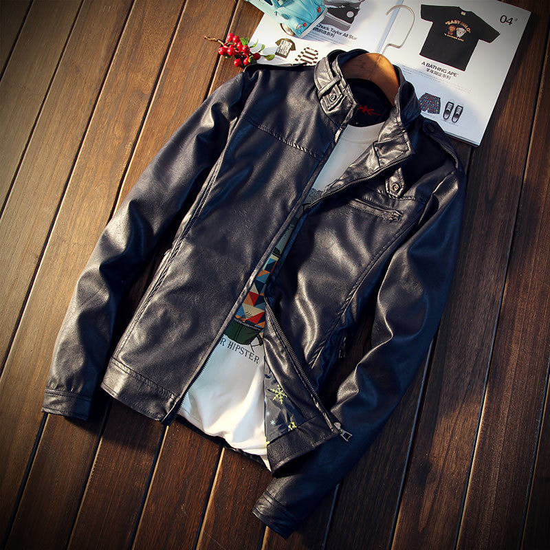 Fashion Men's PU Leather Jacket moto Solid Warm Windbreaker Male Jacket big size 5XL-Dollar Bargains Online Shopping Australia