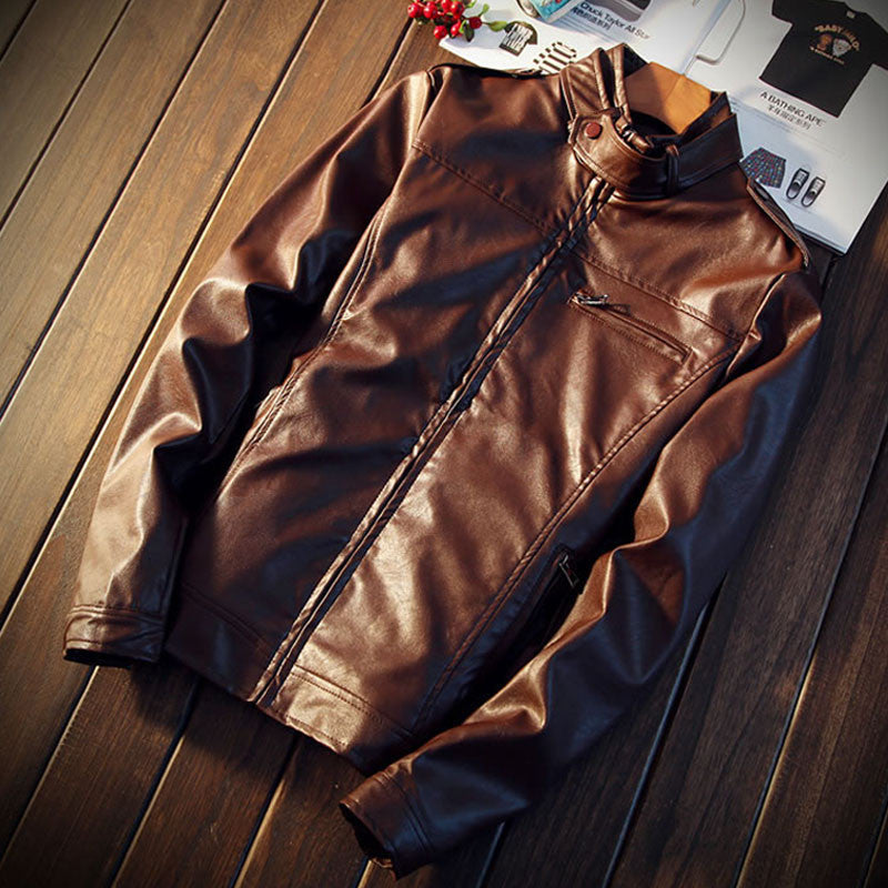 Fashion Men's PU Leather Jacket moto Solid Warm Windbreaker Male Jacket big size 5XL-Dollar Bargains Online Shopping Australia