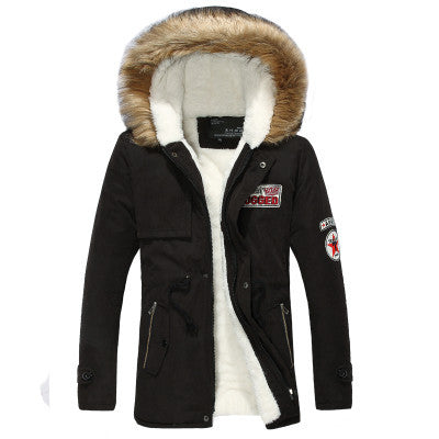 Winter Style Warm Men's Jacket Parka Thick Warm Fur Collar Long Cotton Jacket Men Comfortable Cotton Hooded Parka Men-Dollar Bargains Online Shopping Australia