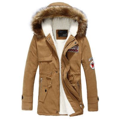 Winter Style Warm Men's Jacket Parka Thick Warm Fur Collar Long Cotton Jacket Men Comfortable Cotton Hooded Parka Men-Dollar Bargains Online Shopping Australia