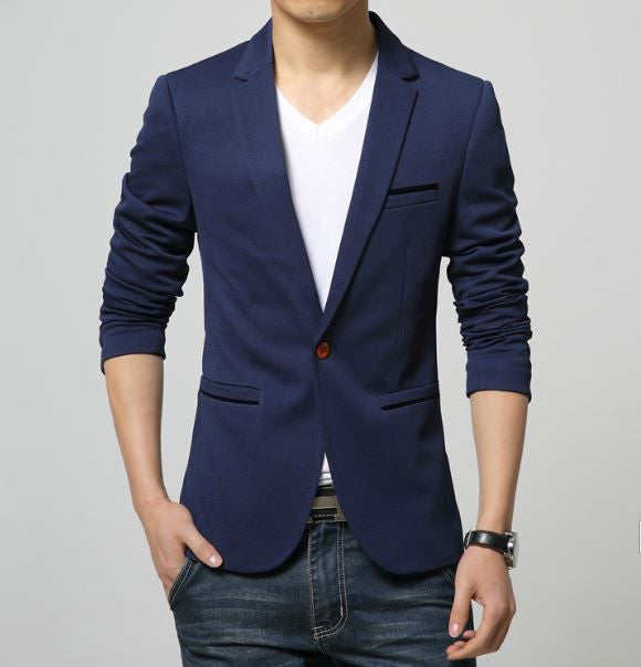 Mens slim fit fashion cotton blazer Suit Jacket black blue beige plus size M to 6XL Male blazers Mens coat Wedding dress-Dollar Bargains Online Shopping Australia