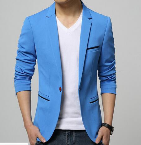 Mens slim fit fashion cotton blazer Suit Jacket black blue beige plus size M to 6XL Male blazers Mens coat Wedding dress-Dollar Bargains Online Shopping Australia