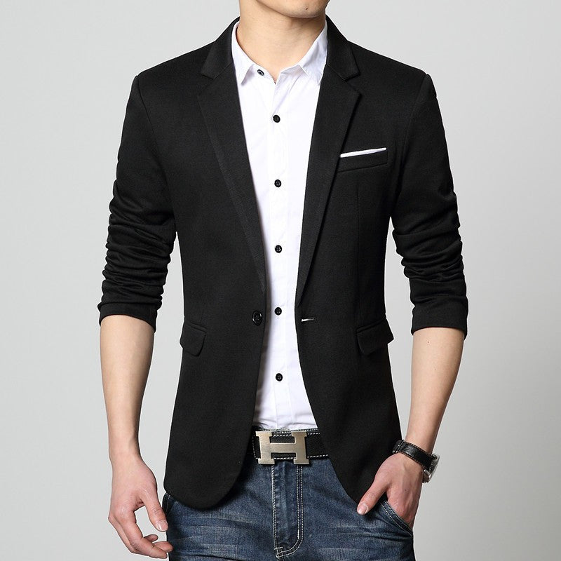 Mens slim fit fashion cotton blazer Suit Jacket black blue beige plus size M to 6XL Male blazers Mens coat Wedding dress-Dollar Bargains Online Shopping Australia