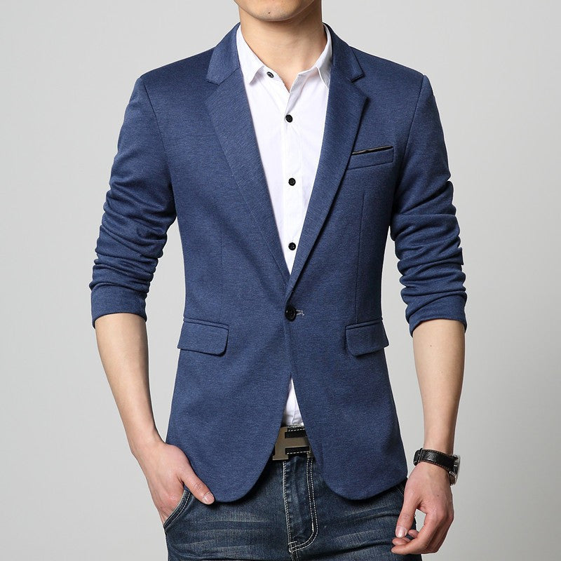 Mens slim fit fashion cotton blazer Suit Jacket black blue beige plus size M to 6XL Male blazers Mens coat Wedding dress-Dollar Bargains Online Shopping Australia