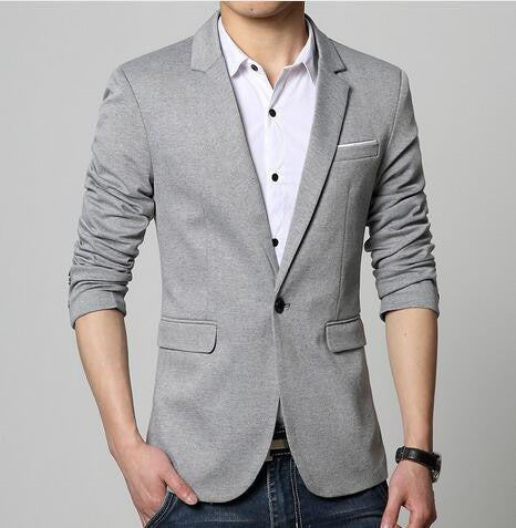 Mens slim fit fashion cotton blazer Suit Jacket black blue beige plus size M to 6XL Male blazers Mens coat Wedding dress-Dollar Bargains Online Shopping Australia