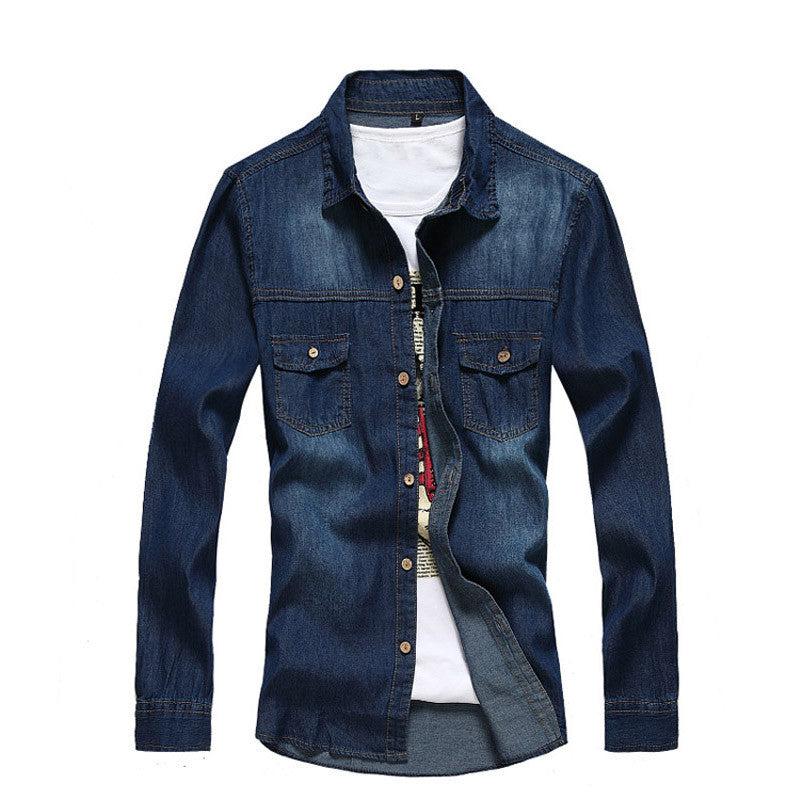 Vintage Men's Fashion Breathable Denim Thin Jacket Long Sleeve Light Blue-Dollar Bargains Online Shopping Australia