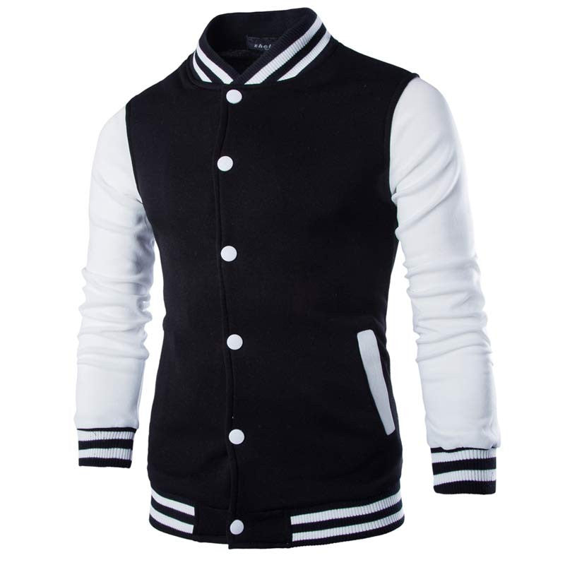 Hooded Baseball Jacket Men Fashion Design Black Mens Slim Fit Varsity Jacket Brand Stylish College-Dollar Bargains Online Shopping Australia