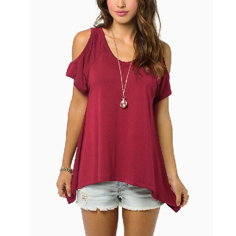 Zanzea Summer Style Women Casual Loose Tops Off Shoulder Shirts Off Shoulder Round Neck Short Sleeve Blouses Plus Size 5XL-Dollar Bargains Online Shopping Australia