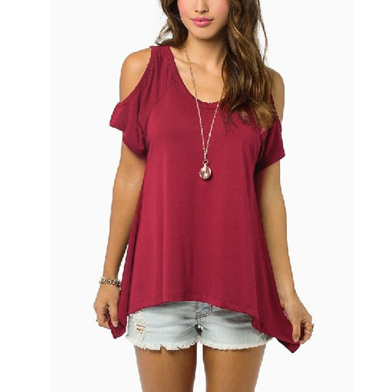 Summer Style Women Casual Loose Tops Off Shoulder Shirts Off Shoulder Round Neck Short Sleeve Blouses Plus Size 5XL-Dollar Bargains Online Shopping Australia