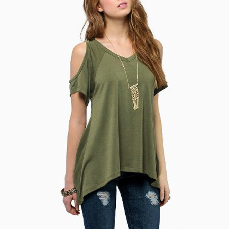 Summer Style Women Casual Loose Tops Off Shoulder Shirts Off Shoulder Round Neck Short Sleeve Blouses Plus Size 5XL-Dollar Bargains Online Shopping Australia