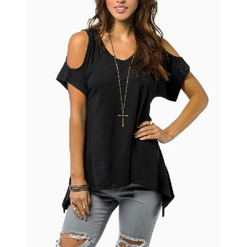 Summer Style Women Casual Loose Tops Off Shoulder Shirts Off Shoulder Round Neck Short Sleeve Blouses Plus Size 5XL-Dollar Bargains Online Shopping Australia