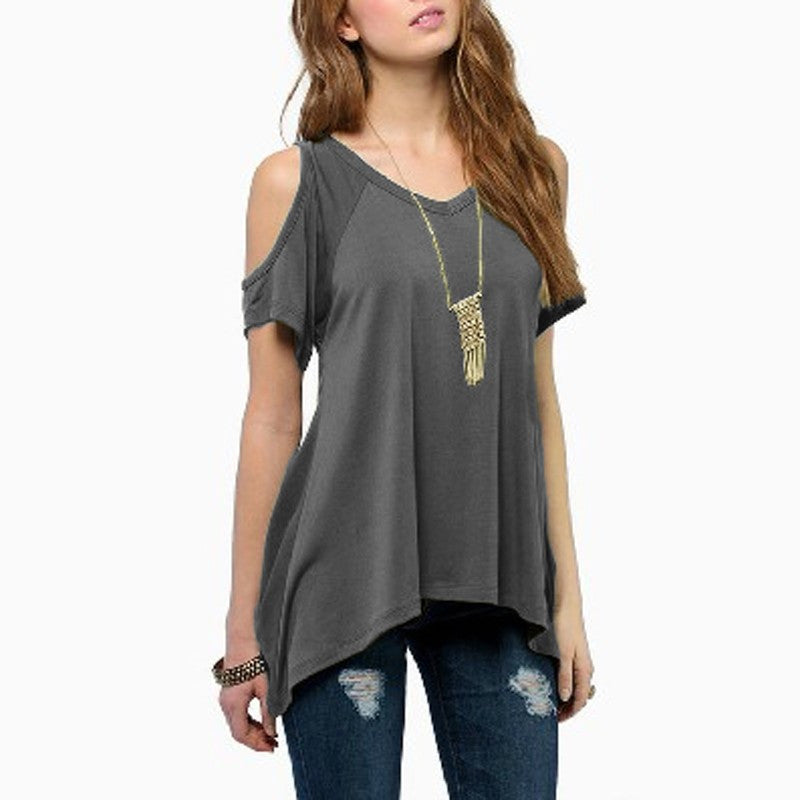 Summer Style Women Casual Loose Tops Off Shoulder Shirts Off Shoulder Round Neck Short Sleeve Blouses Plus Size 5XL-Dollar Bargains Online Shopping Australia