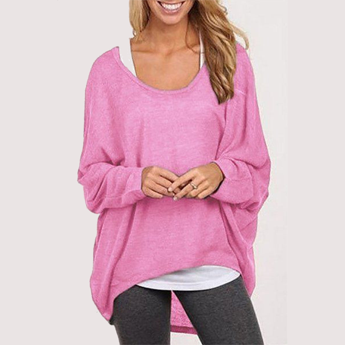 Women Sweater Jumper Pullover Batwing Long Sleeve Casual Loose Solid Blouse Shirt Top Plus-Dollar Bargains Online Shopping Australia