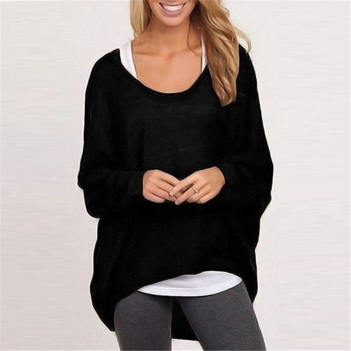 Women Sweater Jumper Pullover Batwing Long Sleeve Casual Loose Solid Blouse Shirt Top Plus-Dollar Bargains Online Shopping Australia