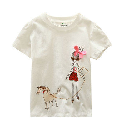 18 Months-6T Baby Girls T-Shirt Summer Children's Tops Clothing Cute Cartoon Baby Girl And Dog Creative T-Shirt-Dollar Bargains Online Shopping Australia