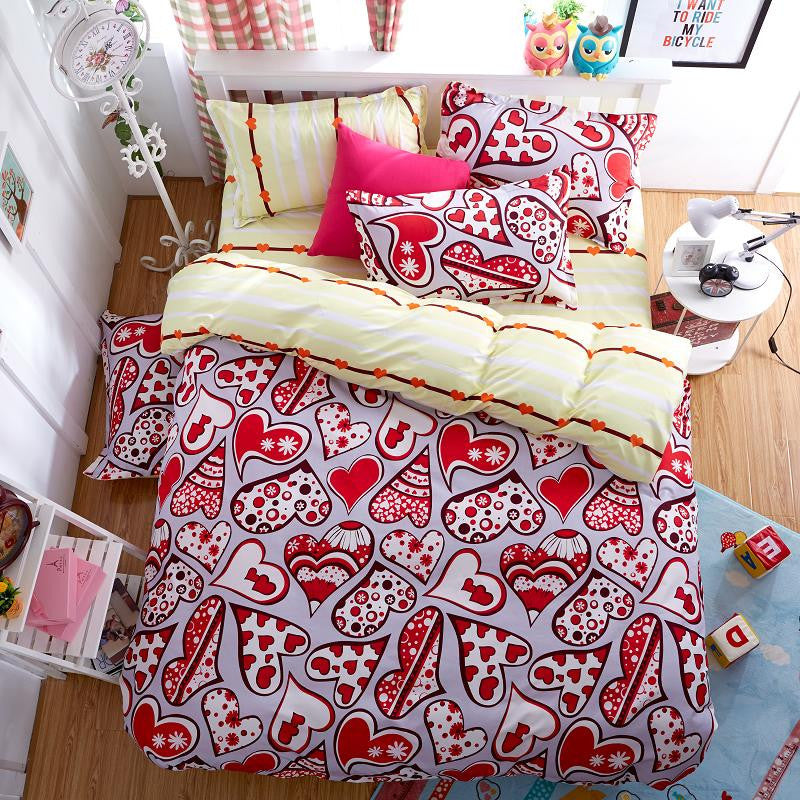 Fashion Bedding Set 4pcs/3pcs Duvet Cover Sets Soft Polyester Bed Linen Flat Bed Sheet Set Pillowcase Home Textile Drop Ship-Dollar Bargains Online Shopping Australia