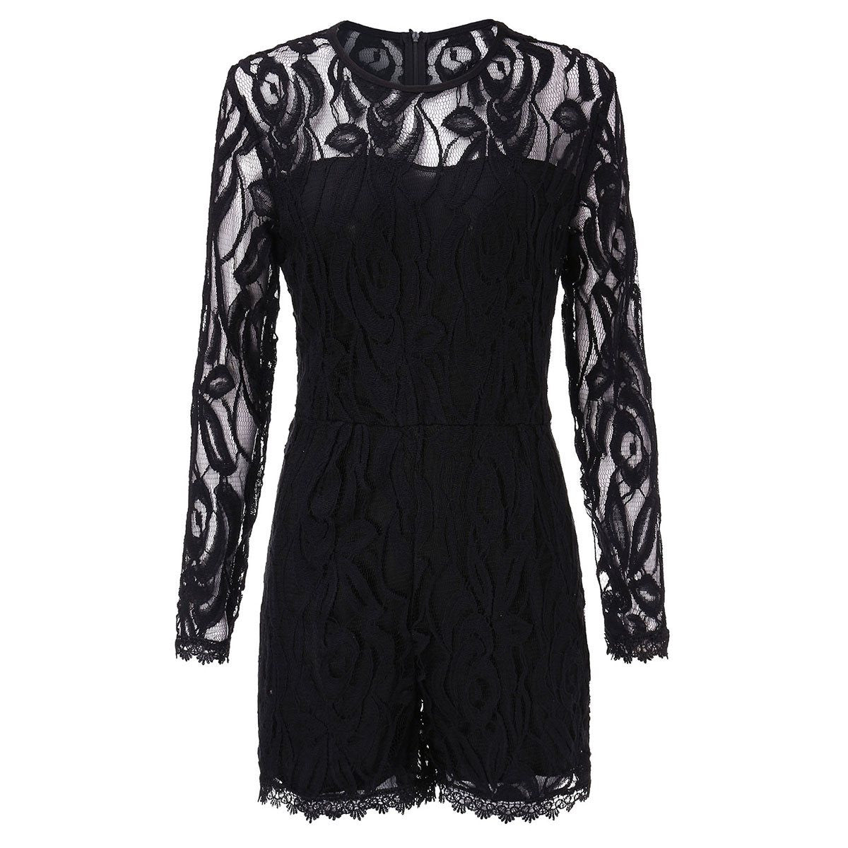 Women Lace Bodysuit Long Sleeve Jumpsuit One Piece Rompers Elegant Party Short Playsuit Oversize L-6XL-Dollar Bargains Online Shopping Australia