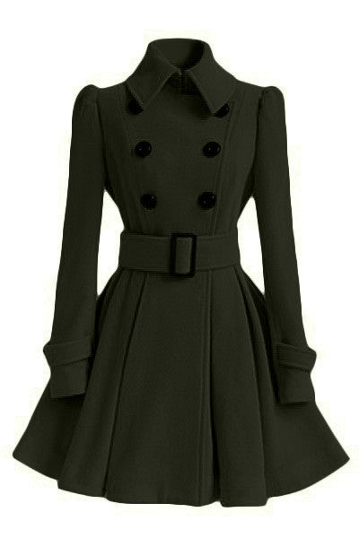 Fashion high Europe Winter Coat Belt Buckle trench Coat Double-breasted coat Long Sleeve Casual Dresses-Dollar Bargains Online Shopping Australia