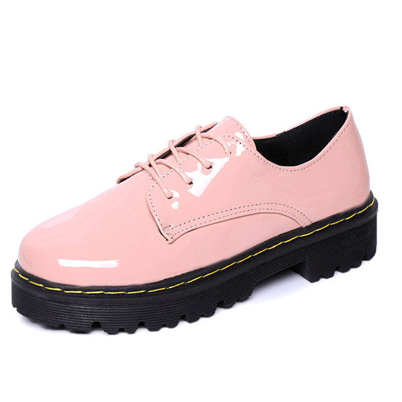 Pink Oxfords Shoes Woman Platform Creepers Patent Leather Flats Casual Lace-Up Loafers Women Brogue Shoes XWD3491-Dollar Bargains Online Shopping Australia