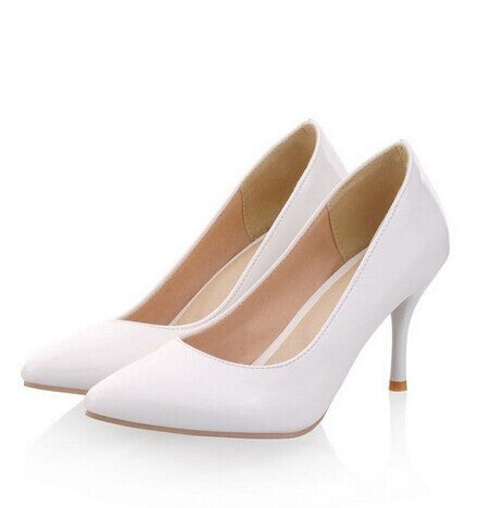 Five colors Plus Size 34-46 Fashion high heels women pumps thin heel classic white red beige wedding shoes-Dollar Bargains Online Shopping Australia