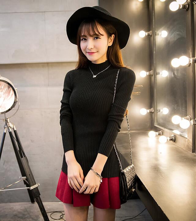 Spring Fashion Women sweater high elastic Solid Turtleneck sweater women slim tight Bottoming Knitted Pullovers-Dollar Bargains Online Shopping Australia