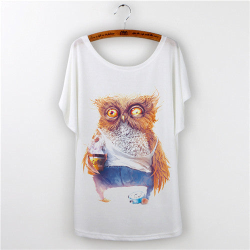 Fashion Summer Tee Shirt Women T-shirt Harajuku Elephant Animal Print Short Sleeve Camisetas Mujer White T shirt Women Tops-Dollar Bargains Online Shopping Australia