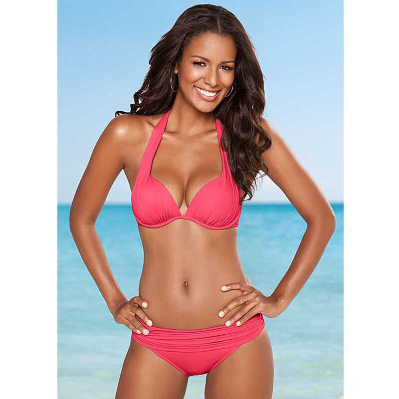 Sexy Bikinis Women Swimsuit Push Up Bikini Set Beach Wear Retro Vintage Bathing Suits Halter Top Plus Size Swimwear XXL-Dollar Bargains Online Shopping Australia