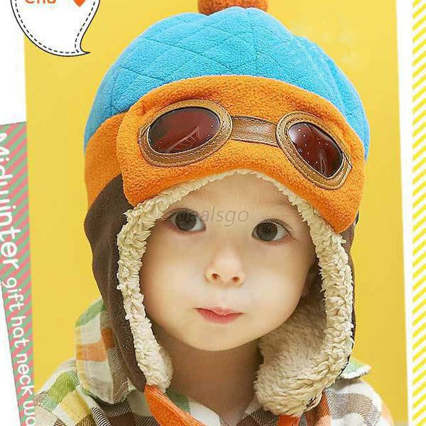 Boys Girls Baby Pilot Aviator Hat Winter Cotton Warm Ear Cap Beanie 4 Colors-Dollar Bargains Online Shopping Australia