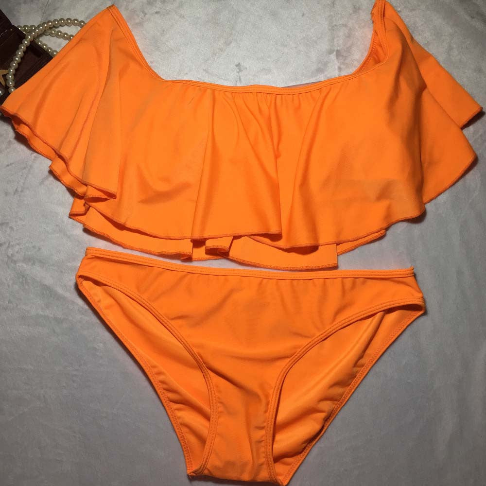 Women Push Up Bikini Set Vintage Biquini Ruffled Swimsuit Sexy Print Swmwear Beach Swim Wear Bathing Suit with Cap 1835-Dollar Bargains Online Shopping Australia