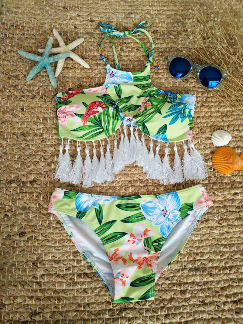 Women Push Up Bikini Set Vintage Biquini Ruffled Swimsuit Sexy Print Swmwear Beach Swim Wear Bathing Suit with Cap 1835-Dollar Bargains Online Shopping Australia