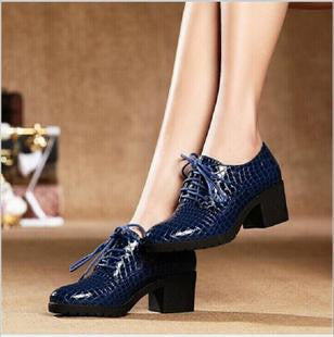 Fashion Patent Leather High Heels Oxford Shoes For Women Genuine Leather Thick Heel Women Pumps Woman Casual Shoes-Dollar Bargains Online Shopping Australia