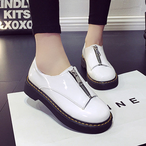 Spring zip women's platform shoes solid oxford shoes for women round toe casual shoes woman vintage creepers female-Dollar Bargains Online Shopping Australia