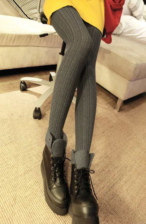 Leggings For Women Casual Warm Winter Stirrup Legging Line Stripe Knitted Thick Slim Leggings Super Elastic-Dollar Bargains Online Shopping Australia