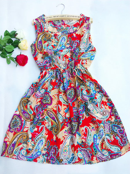 women European style plus size Fashion party Vest dress Flower prints Slim Mini Dress Spring summer dresses-Dollar Bargains Online Shopping Australia