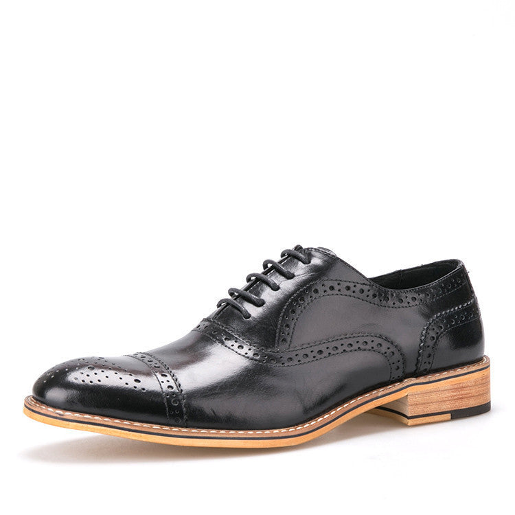 High Quality Men Oxfords Shoes British Style Carved Genuine Leather Shoe Brown Brogue Shoes Lace-Up Bullock Business Men's Flats-Dollar Bargains Online Shopping Australia