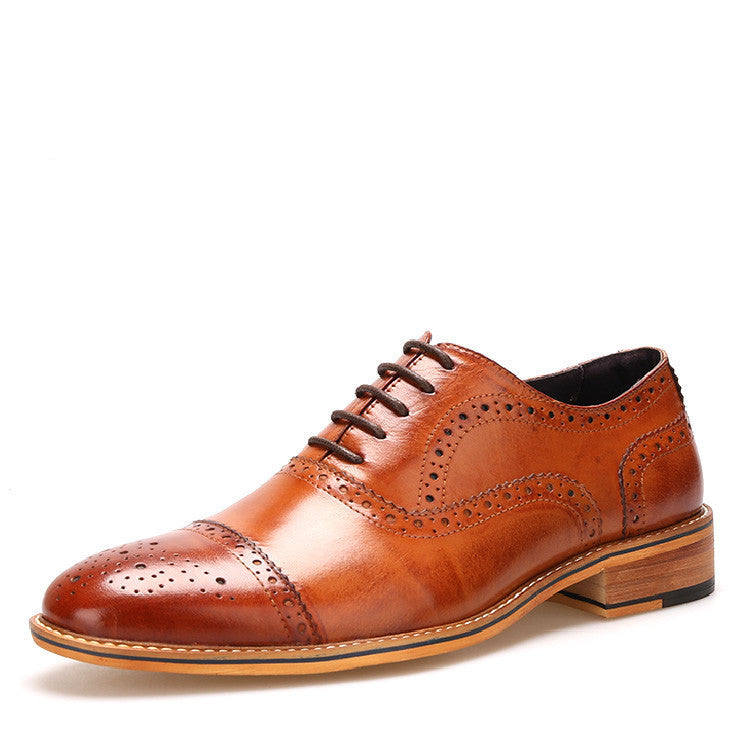 High Quality Men Oxfords Shoes British Style Carved Genuine Leather Shoe Brown Brogue Shoes Lace-Up Bullock Business Men's Flats-Dollar Bargains Online Shopping Australia